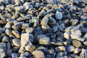 frozen stones in the morning light