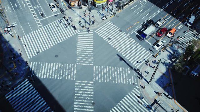 4K 東京　街　交差点　タイムラプス　交通　人々　町並み　昼　