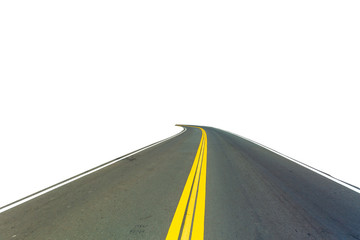 Fototapeta na wymiar Asphalt road on white with path,Road, White Background, Asphalt, Cut Out, Digitally Generated Image