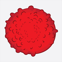 red virus icon with a white background