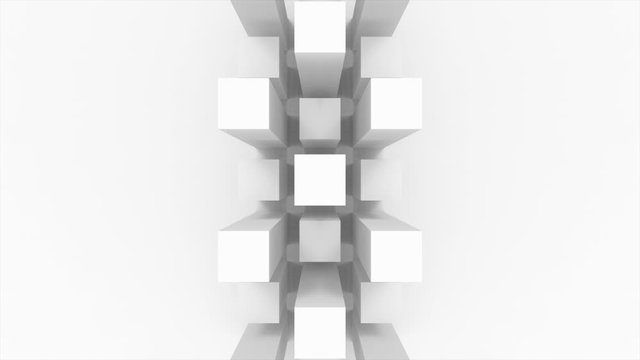 loopable up and down in Aerial view of white cube box stack wall motion design footage background.
