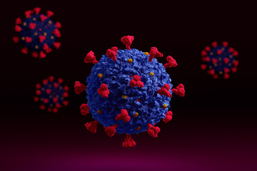 Corona virus COVID 19 microscope illustration. 3D render