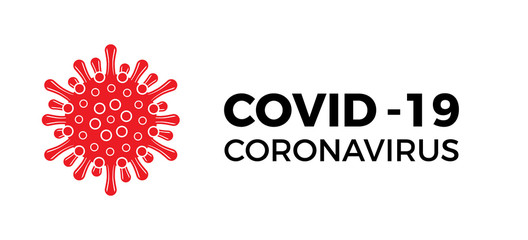 Coronavirus Covid-19 virus icon and text. Vector illustration