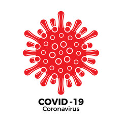 Coronavirus Covid-19 virus icon and text. Vector illustration