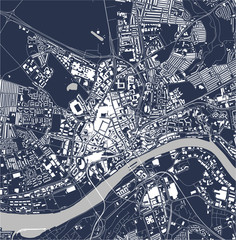 map of the city of Newcastle upon Tyne, Tyne and Wear, North East England, England, UK