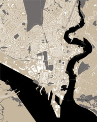 map of the city of Southampton, Hampshire, South East England, England, UK