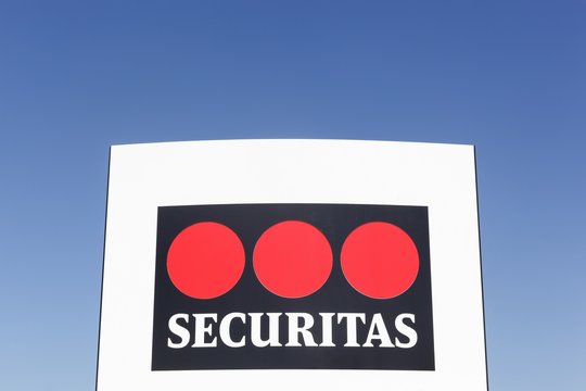 Odense, Denmark - April 9, 2017: Securitas logo on a panel. Securitas is a security services monitoring, consulting and investigation group, based in Sweden