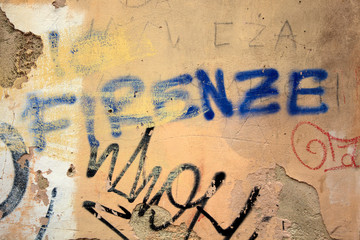 Pisa (PI), Italy - June 10, 2017: A graffiti on a wall in Pisa centre, Tuscany, Italy, Europe