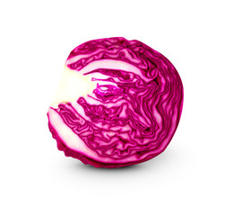 Half red cabbage on a white background