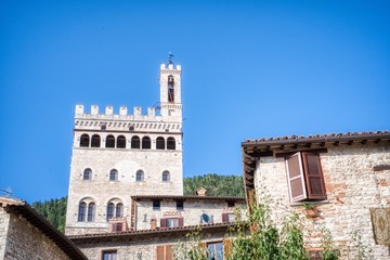 Fototapeta na wymiar View of Palazzo dei Consoli in Gubbio, Italy