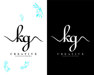 kg, gk initial handwriting logo template design vector