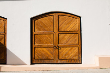 old wooden door in wall
