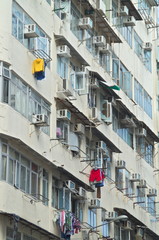 Hochhausfront in Hong Kong