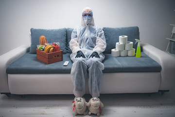 Home quarantine and isolation during the virus outbreak. - obrazy, fototapety, plakaty