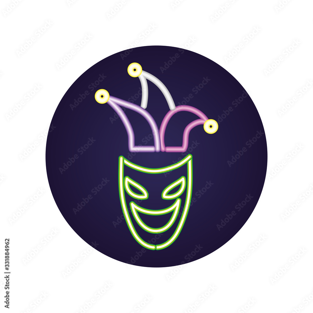 Poster mardi gras theater mask with jester hat