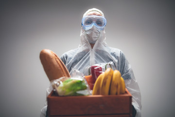 Food and groceries home delivery - quarantine and isolation during the virus outbreak.
