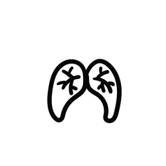 Hand drawn lungs. Simple vector icon