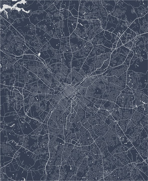 map of the city of Charlotte, in the USA of North Carolina