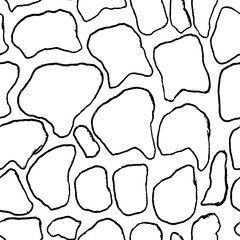Stones handdrawn seamless black and white pattern. Vector illustration.