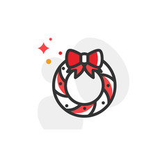 Christmas  Wreath Vector Colord  Icon Illustration