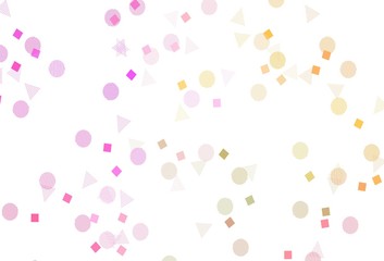 Light Pink, Yellow vector background with triangles, circles, cubes.