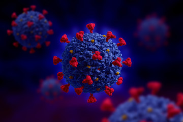 Corona virus COVID 19 microscope illustration. 3D render