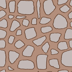 Stones handdrawn seamless brown pattern. Vector illustration.