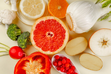 Healthy diet, fresh sources of Vitamin C