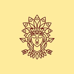 Maya Mono line vintage Illustration