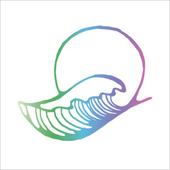 Color wave and sun illustration. In the style of graphics.