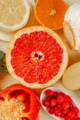 Healthy diet, fresh sources of Vitamin C