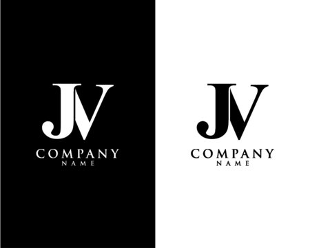 JV, VJ initial company name logo template vector