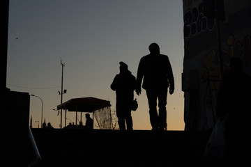 Fototapeta na wymiar silhouettes at sunset in Istanbul, Turkey