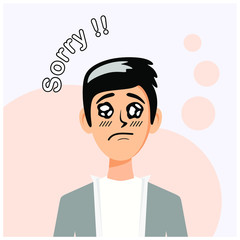illustration vector graphic of  ( sorry ) expression 
