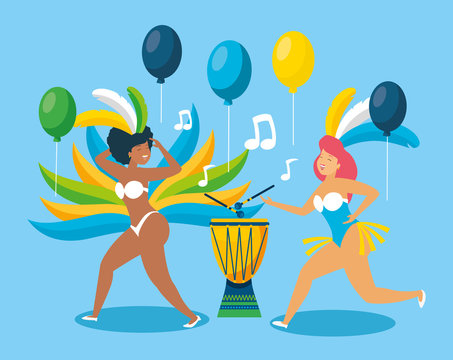 brazilian garotas dancing carnival characters