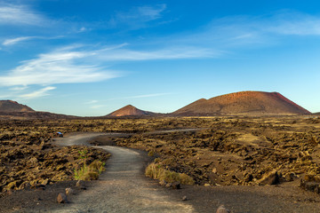 Volcano Caldera Colorada in Tinajo, Lanzarote, Canary Islands.