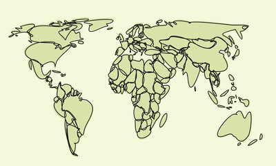 Hand drawn world map Casual linear vector