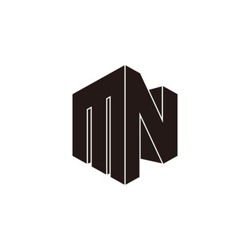 recommend clip art: letter mn simple geometric 3d flat design logo vector
