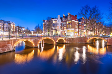 Fototapeta na wymiar Amsterdam, Netherlands Bridges and Canals