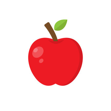 Apple symbol. Red color realistic cartoon style apple. Isolated vector illustration.