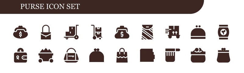Modern Simple Set of purse Vector filled Icons