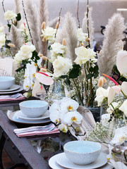 Amazing wedding decorations - table decoration -  with flowers: roses, orchids