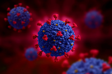 Corona virus COVID 19 microscope illustration. 3D render
