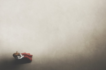 lonely woman sitting in an empty room in the darkness of the evening