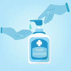 Alcohol Gel Hand Sanitizer ,Flat illustration of sanitation hand vector concept banner