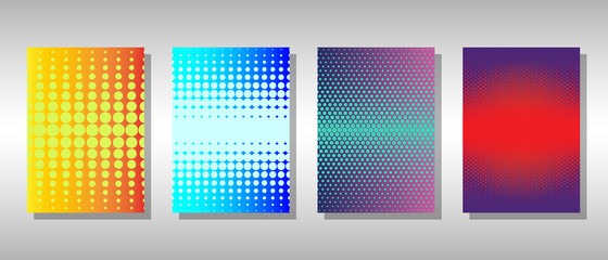 Colorful set of unique halftone covers for your projects