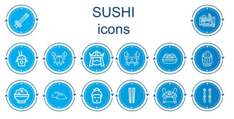 Editable 14 sushi icons for web and mobile