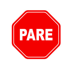 Brazil stop sign. Vector icon.