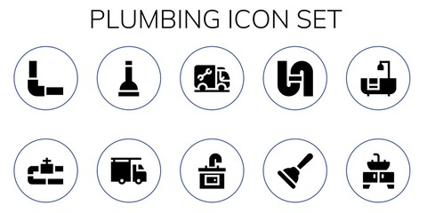 Modern Simple Set of plumbing Vector filled Icons