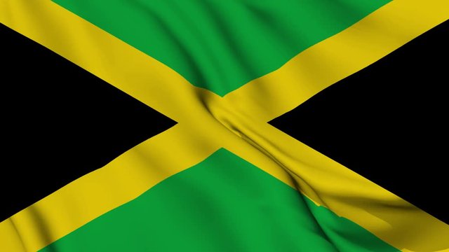 Jamaica flag is waving 3D animation. Jamaica flag waving in the wind. National flag of Jamaica. flag seamless loop animation. high quality 4K resolution